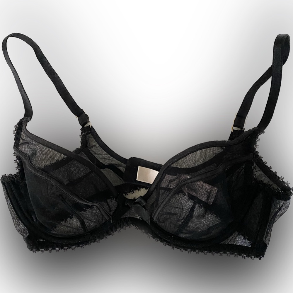 Agent Provocateur black mesh demi bra, 34C, EUC (matching panties available)
